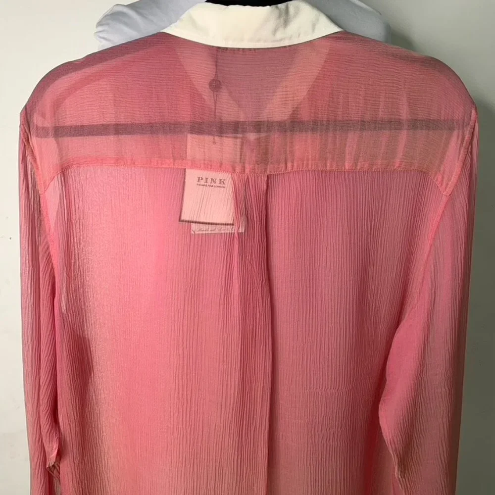 New PINK Women's Darcy Winchester 100% Silk Long Sleeve Button Down Shirt Large - Picture 8 of 11